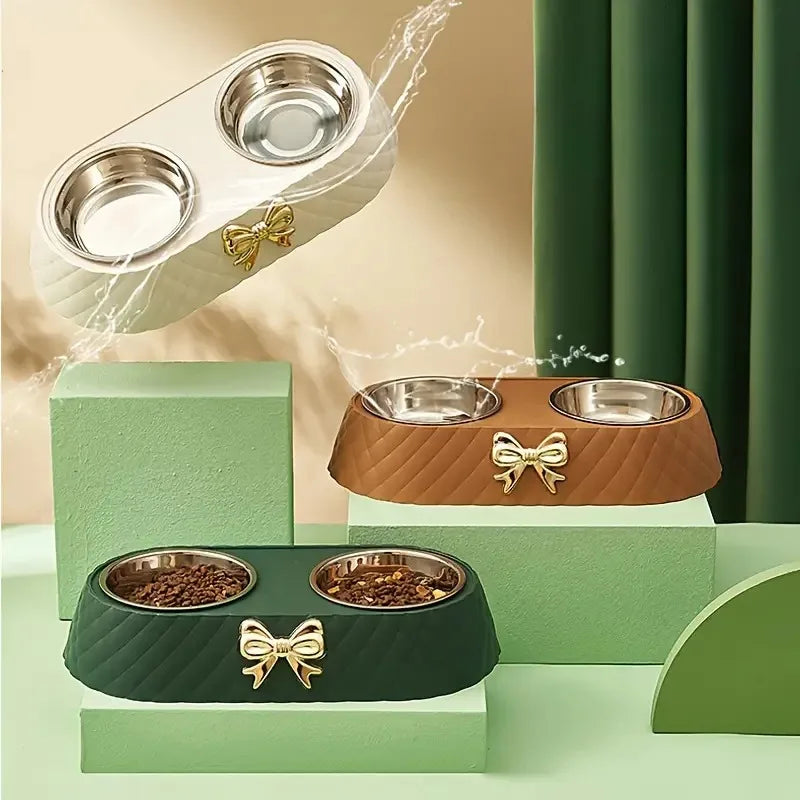 Dog and Cat Food Bowl Bowtie