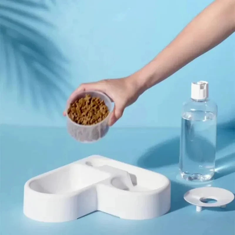 Dual food dish with auto water