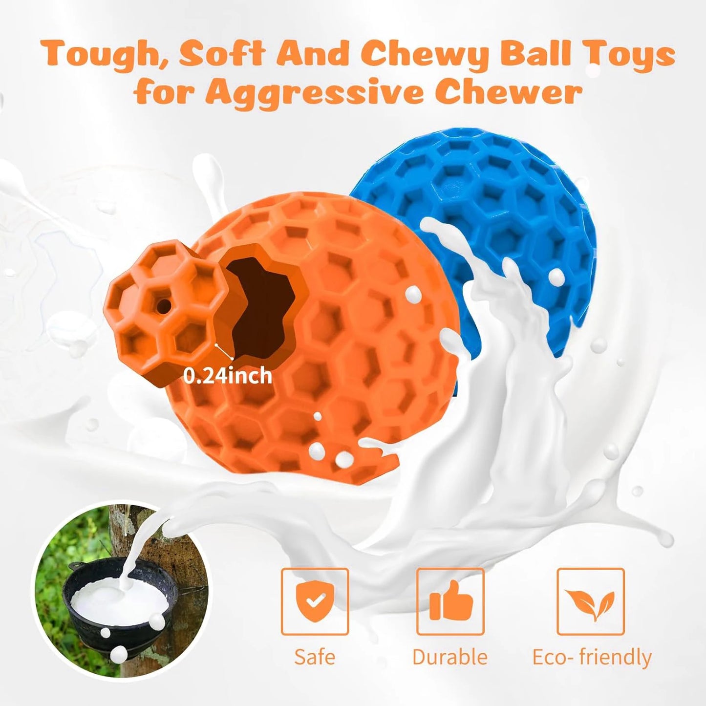 2pc Indestructible Squeaky Dog Ball