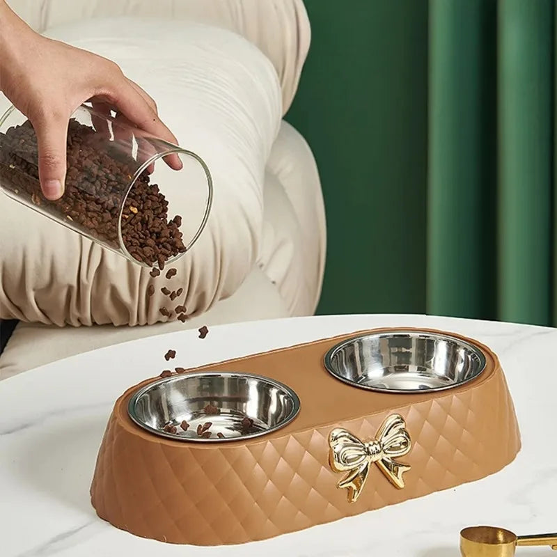 Dog and Cat Food Bowl Bowtie
