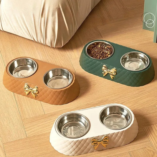 Dog and Cat Food Bowl Bowtie