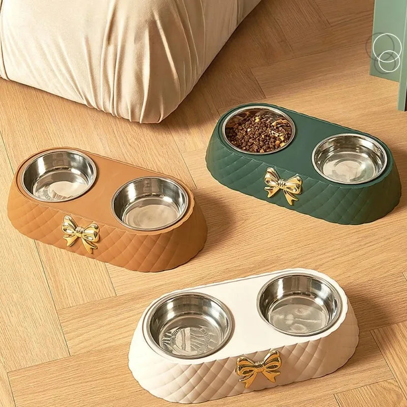 Dog and Cat Food Bowl Bowtie