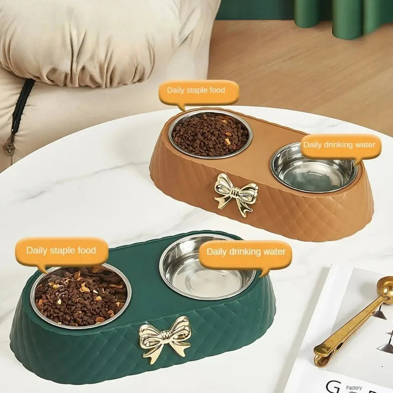 Dog and Cat Food Bowl Bowtie