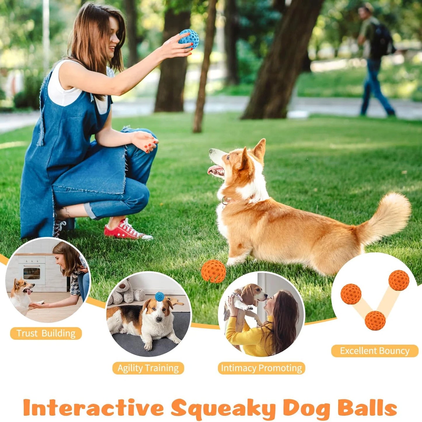 2pc Indestructible Squeaky Dog Ball